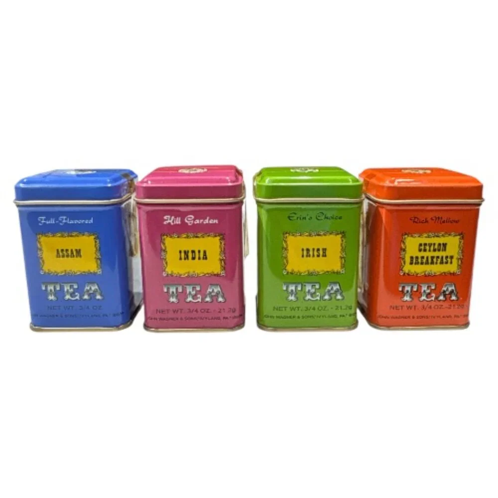 Vintage Mid Century John Wagner & Sons Set of 12 Collectible Tea Tins